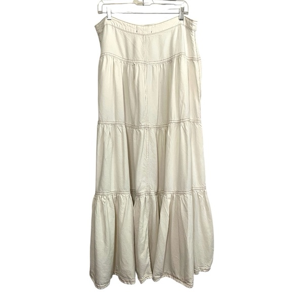 We The Free Dreamweaver Button-Front Cream Denim Maxi Skirt L - Picture 4 of 9